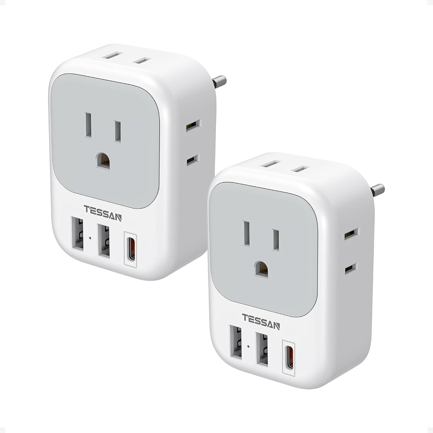 TESSAN 2-Pack European Travel Plug Adapter with USB-C product image