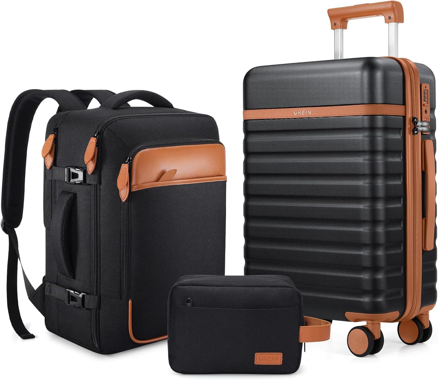 UKEIN 3-Piece Carry-On Luggage Set with Backpack product image